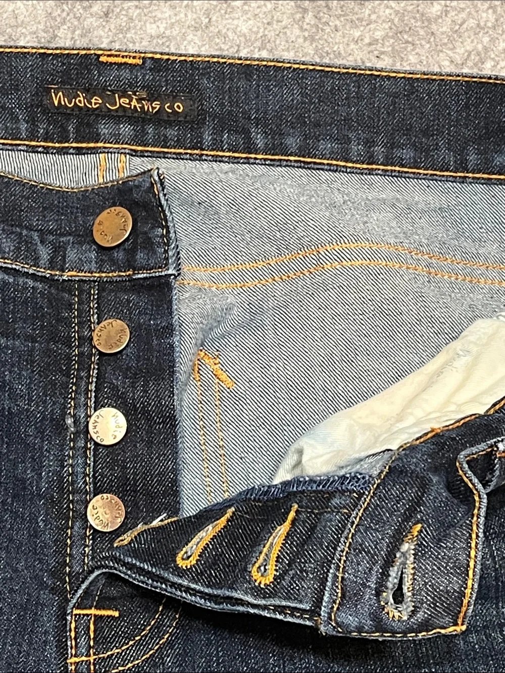 Nudie Jeans Grim Tim Dry Navy Organic Stretch Denim Jeans - Picture 6 of 10